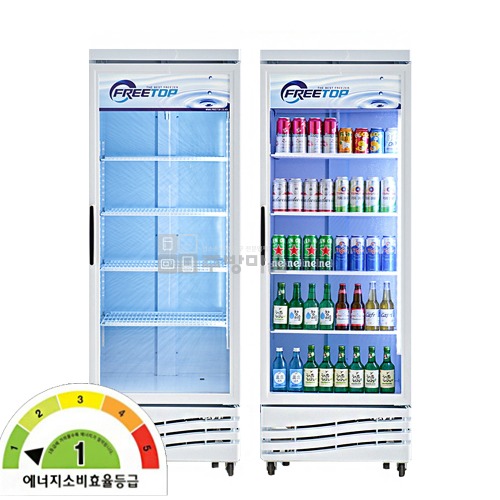 [0763]간냉식 프리탑 음료쇼케이스 화이트 올냉장 430리터 아날로그 음료냉장고