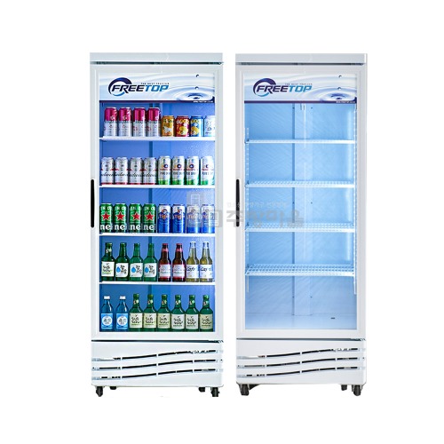 [1121] 간냉식 프리탑 음료쇼케이스 화이트 올냉장 320리터 아날로그 음료냉장고 FT-370R