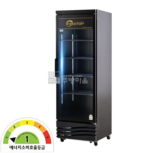 [0761]간냉식 프리탑 음료쇼케이스 올블랙 올냉장 아날로그 430리터 냉장쇼케이스 음료냉장고