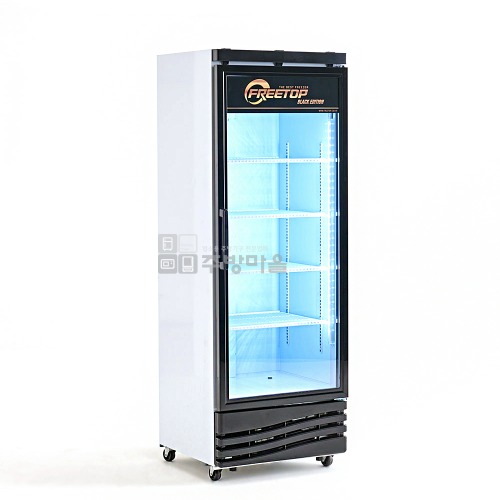 [0762]간냉식 프리탑 음료쇼케이스 전면블랙 올냉장 430리터 아날로그 음료냉장고