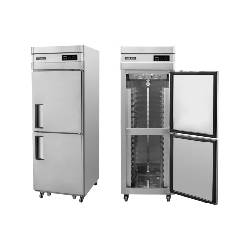 [1099]우성 25박스 번팬형 기존 (1/2냉동) 디지털 간냉식 번팬 냉장 냉동고 WSFM-651RF(2BD) 올스텐 빵팬적재 냉장고